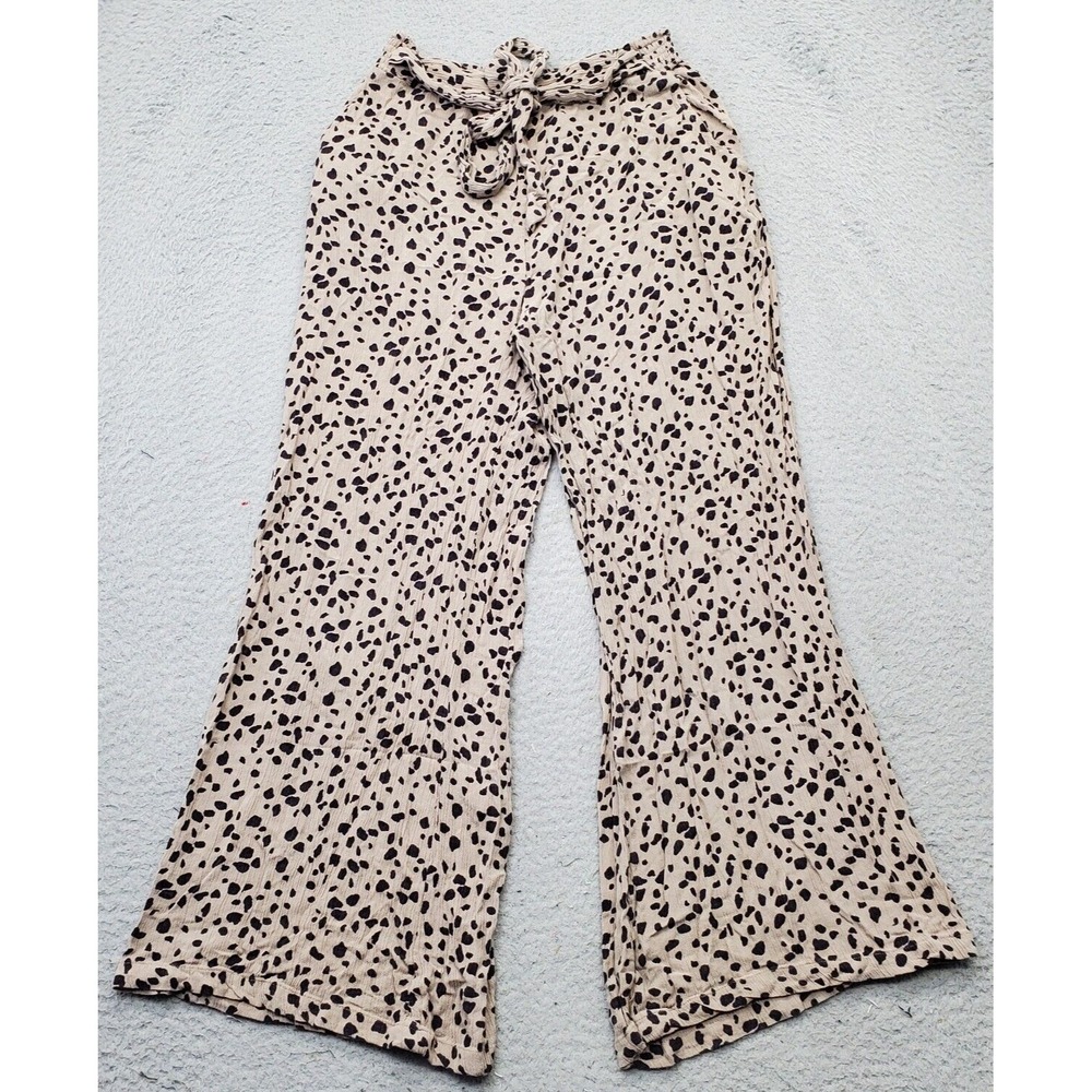 Angie‎ Palazzo Pants Womens Medium Multi Animal Print Stretch Rayon Belted Waist